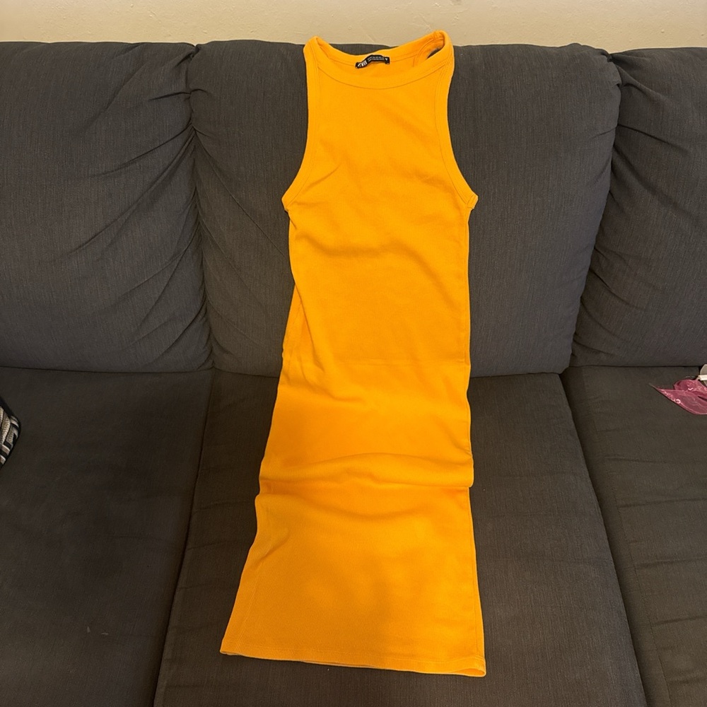 Zara Bright Yellow Midi Dress